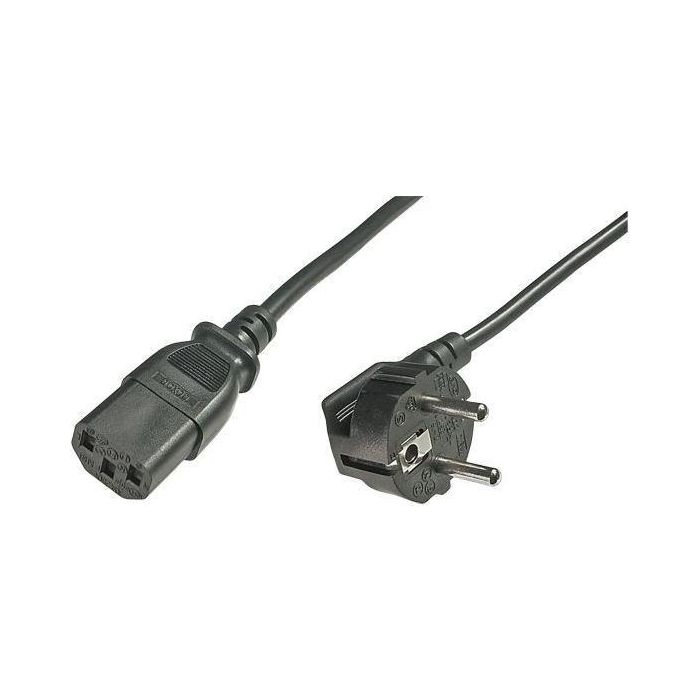 LOGON TC005NC Cable de Alimentación C13 a CEE 7/7 E+F Angulado 90° para Europa 0.5m Negro 0.75mm²