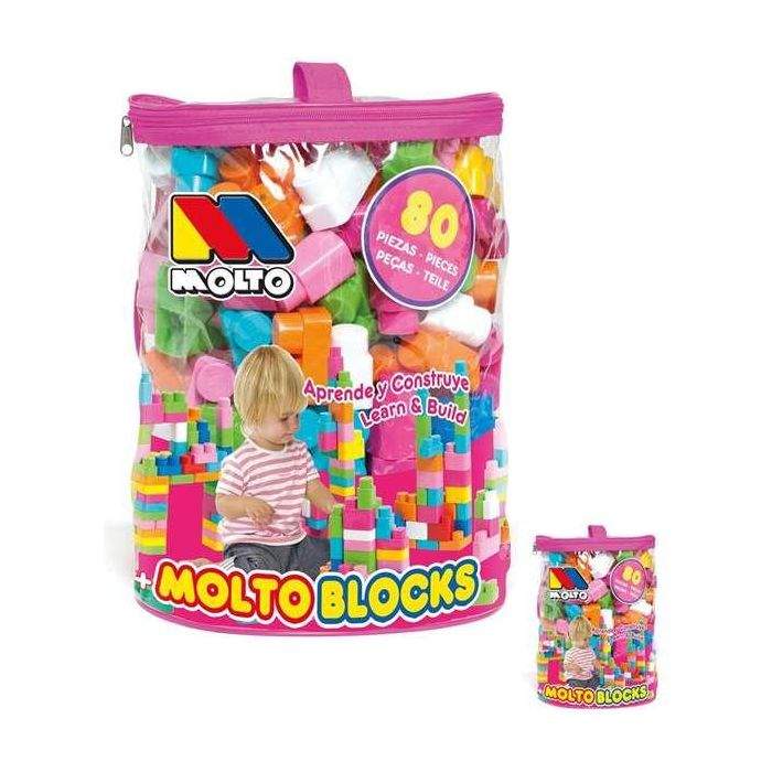Molto Bolsa Construccion Rosa con 80 Piezas 2 Molto Bolsa Construccion Rosa con 80 Piezas 2