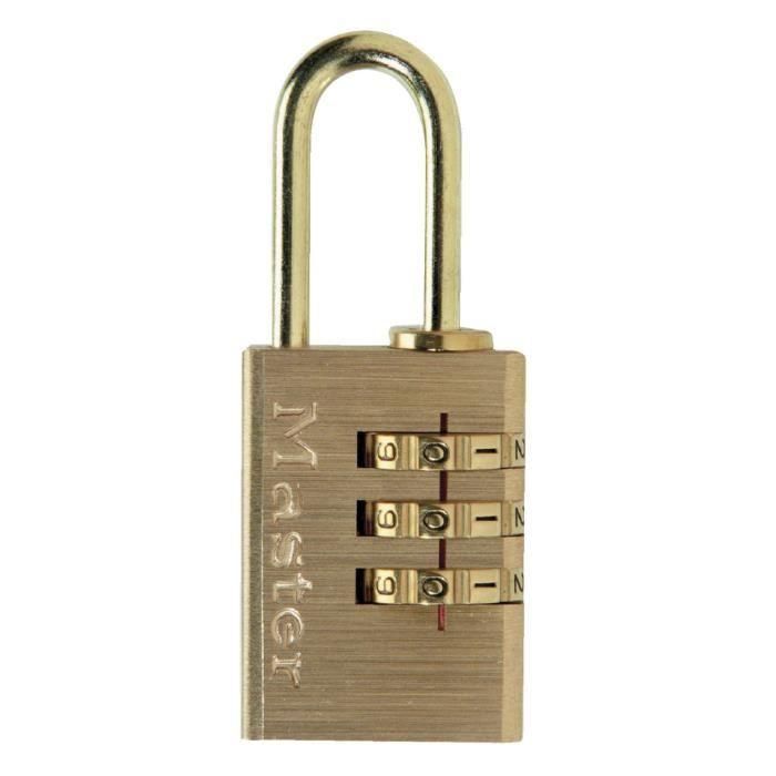 Master Lock Candado de Combinación Programable 20 mm, 3 Dígitos. Cuerpo de Aluminio Acabado Latón y Mango de Acero Master Lock Candado de Combinación Programable 20 mm, 3 Dígitos. Cuerpo de Aluminio Acabado Latón y Mango de Acero