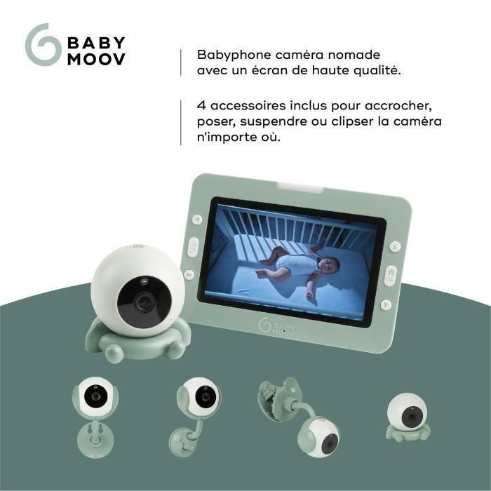 Vigilabebés con cámara YOO Go+ - Pantalla grande 5 720P HD - Batería recargable, duración de la batería 8 h - 4 accesorios de soporte para cámara incluidos 2