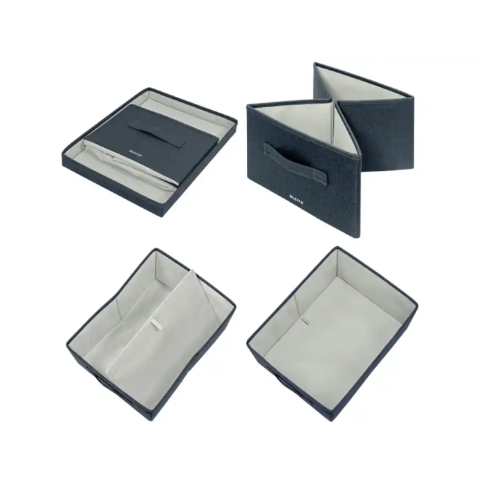 Leitz Caja de Almacenamiento Plegable con Tapa, Tela Gris Terciopelo, Tamaño M, 285x203x380 mm 4