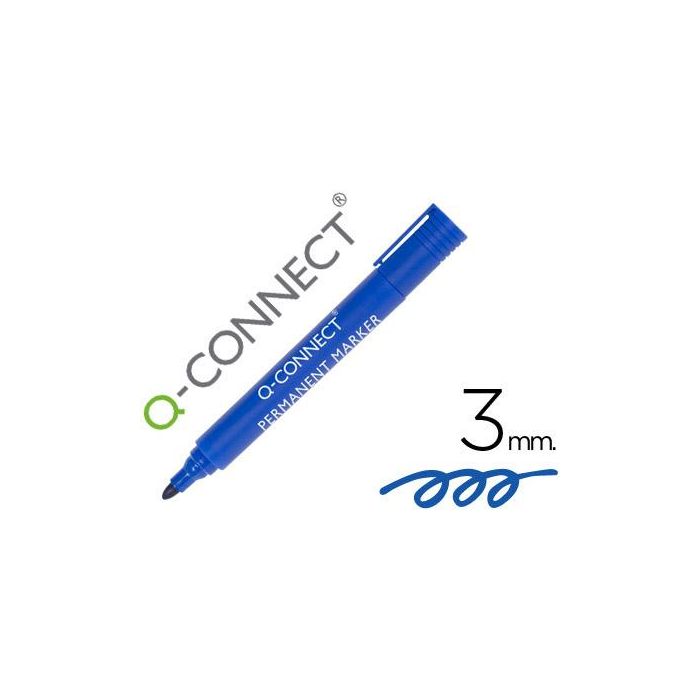 Rotulador Q-Connect Marcador Permanente Azul Punta Redonda 3 mm 10 unidades