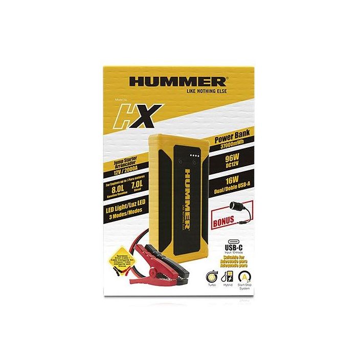 HUMMHX Arrancador de Batería Coche 12V 10000mAh, Power Bank Multifuncional, Cargador Portátil USB y Salida 12V DC 3