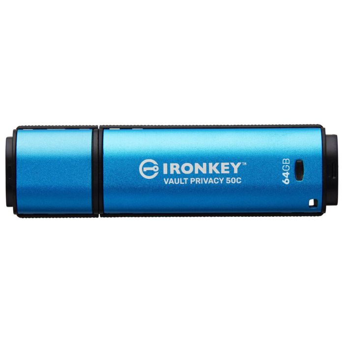 Kingston IronKey Vault Privacy 50C 64GB USB-C 3.2 Gen 1, Encriptación Hardware AES-256 FIPS 197, Resistente Agua IPX8, Vel. Lect. 250 MB/s