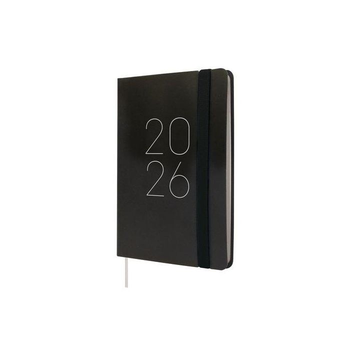 Agenda Anual (2026) Catalan Finocam Flexi Lisa Cosida Tapa Flexible Con Goma F4 118X168 S/V Apais. Negre