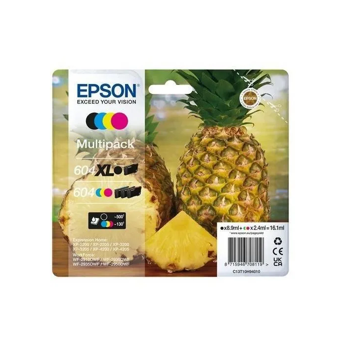 EPSON Cartucho 4 colores Multipack 604XL Negro/604 CMY XP-2200, WF-2910DWF Piña 0 EPSON Cartucho 4 colores Multipack 604XL Negro/604 CMY XP-2200, WF-2910DWF Piña 0