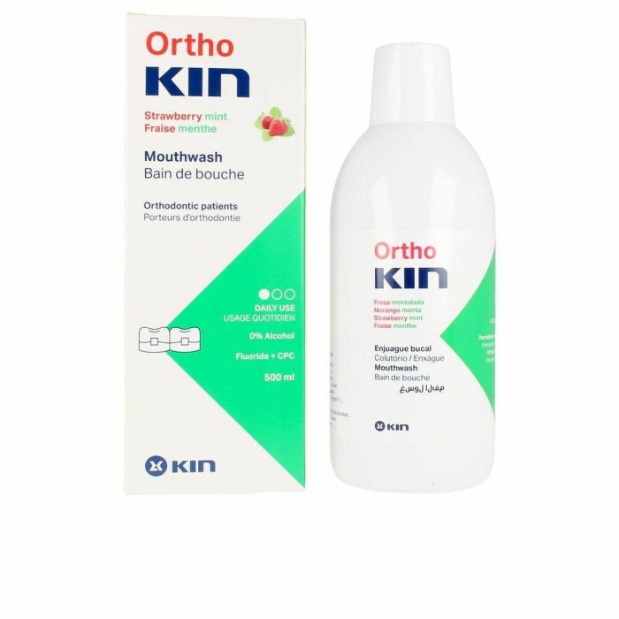 KIN ORTHOKIN Enjuague Bucal para Ortodoncia con Flúor, CPC, Provitamina B5 y Vitamina E - Fresa Mentolado 500 ml KIN ORTHOKIN Enjuague Bucal para Ortodoncia con Flúor, CPC, Provitamina B5 y Vitamina E - Fresa Mentolado 500 ml