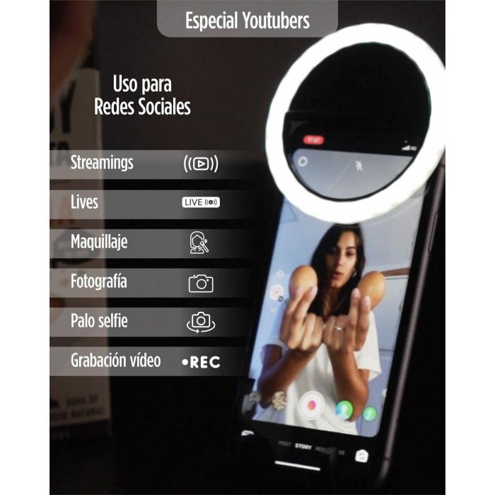 Aro de Luz para Selfie Recargable KSIX TP-8427542116006_BXYOUTBMINI_Vendor 3W 4 Aro de Luz para Selfie Recargable KSIX TP-8427542116006_BXYOUTBMINI_Vendor 3W 4