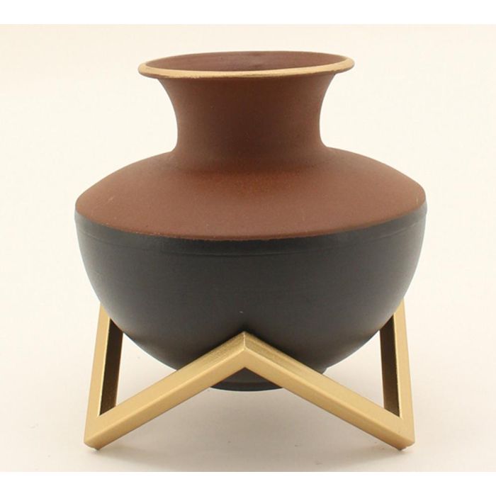 DKD Home Decor Jarrón Moderno Decorativo de Metal para Interiores, Multicolor, Ideal para Salón o Dormitorio, 16x17x17 cm