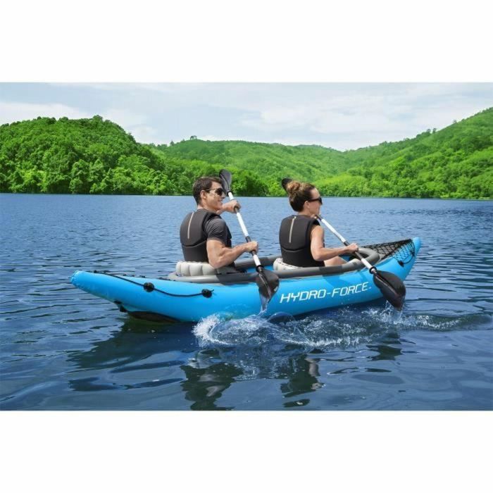 Bestway BES6941607358030 Kayak Hinchable Hydro-Force Cove Champion X2, 2 Plazas, 331x88cm, 180kg Máx, 2 Remos, Aletas Extraíbles 1