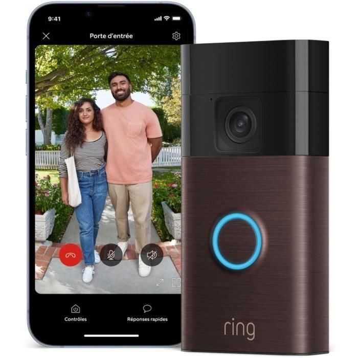 Ring RIN0840268939748 Timbre con Video Inalámbrico HD 1440p, Notificaciones, Bronce Veneciano 1