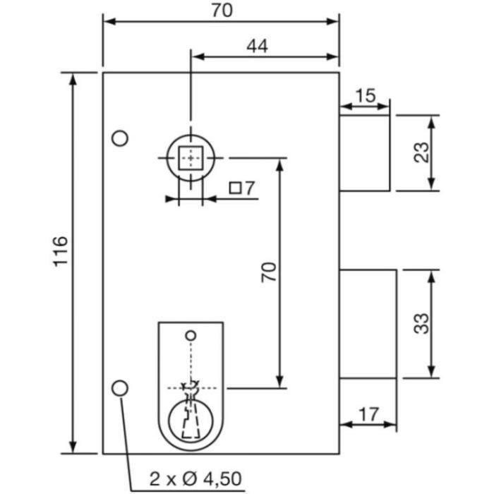 Yale YAV36G YAL6949799600067 Cerradura vertical de superficie con rodillo izquierdo, Caqui, 2 llaves, para puerta de comunicación interior 4