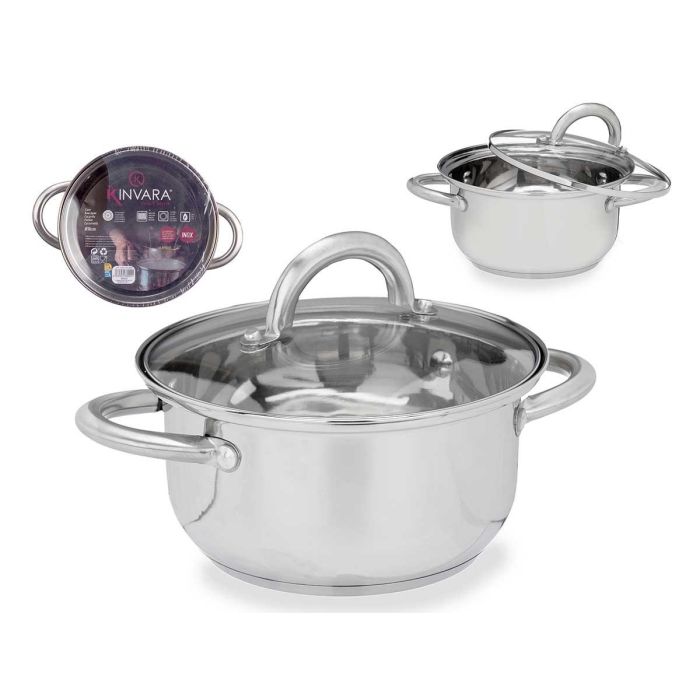 Cacerola Acero 18 Cm C Tapa Cristal Kinvara (6 Unidades) Cacerola Acero 18 Cm C Tapa Cristal Kinvara (6 Unidades)