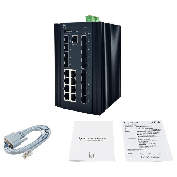 Level One Switch Gestionado IGX-2072 20x GE 8x 1GbE.8x 2.5GbE SFP+, L2+, 112 Gbit/s, QoS, 16000 Entradas MAC 3