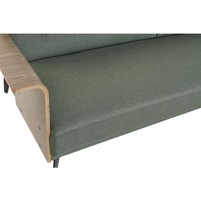 DKD Home Decor Sofa Cama Urban Verde Negro. Convertible y Desmontable. Tapizado en Poliéster. Estructura de Eucalipto y Metal. Medidas 87 x 81 x 203 cm. 1