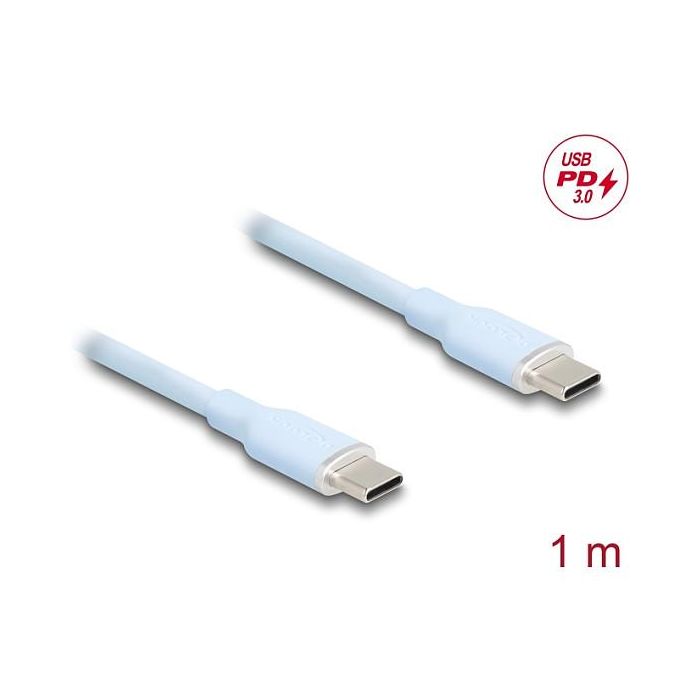 DeLOCK 81234 Cable USB C a USB C 1m, USB 2.0, Power Delivery 3.0, 60W, Carga Rápida, Azul 1 DeLOCK 81234 Cable USB C a USB C 1m, USB 2.0, Power Delivery 3.0, 60W, Carga Rápida, Azul 1