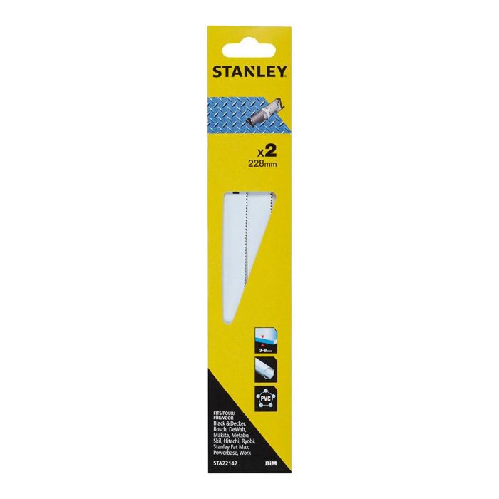 Stanley Sta22142-xj Hojas de sierra de sable 22,8 cm bimetálicas para metal grueso, pack 2 unidades