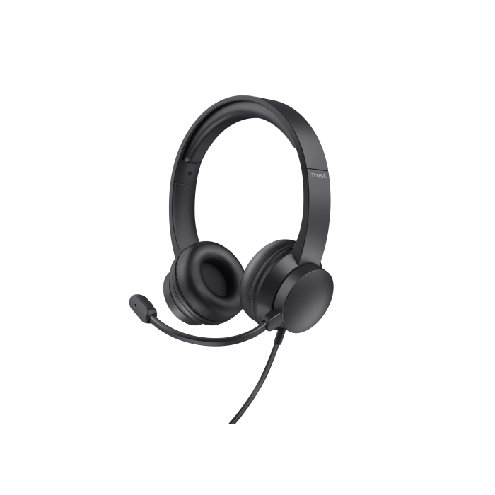 Trust Auriculares Ayda Estéreo con Micrófono Ajustable, Conexión USB, Negro
