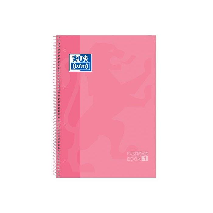 Oxford Bloc Espiral Microperforado DIN A4, Tapa Extradura, 80 Hojas Cuadros 5mm, Papel OPTIKPAPER+ 90g, Rosa Dulce