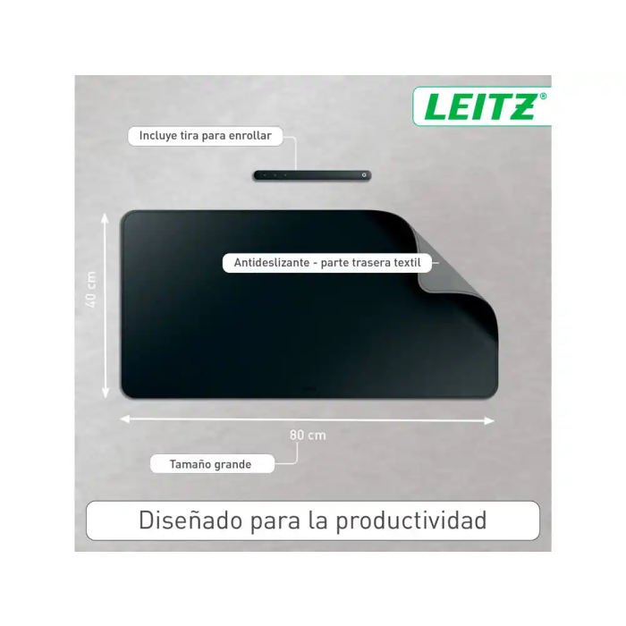 Leitz Alfombrilla de Sobremesa Grande, Protector de Escritorio Impermeable, 80x40 cm, Negro 6