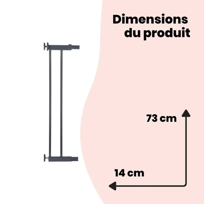 Safety 1st Extensión para Barreras Metálicas U-PRESSURE 14 CM Metal Negro 5