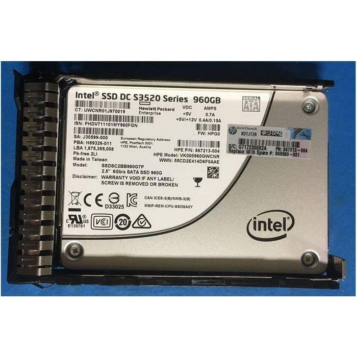 Hewlett Packard Enterprise 960GB, 2.5", SATA III, DS, SFF, RI, SC Disco Duro 1