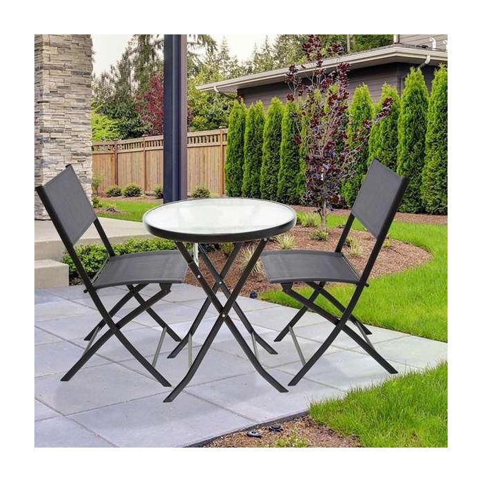 Conjunto de mesa de terraza plegable (60x71 cm) + 2 sillas de textileno (46x82 cm) aktive 4 Conjunto de mesa de terraza plegable (60x71 cm) + 2 sillas de textileno (46x82 cm) aktive 4
