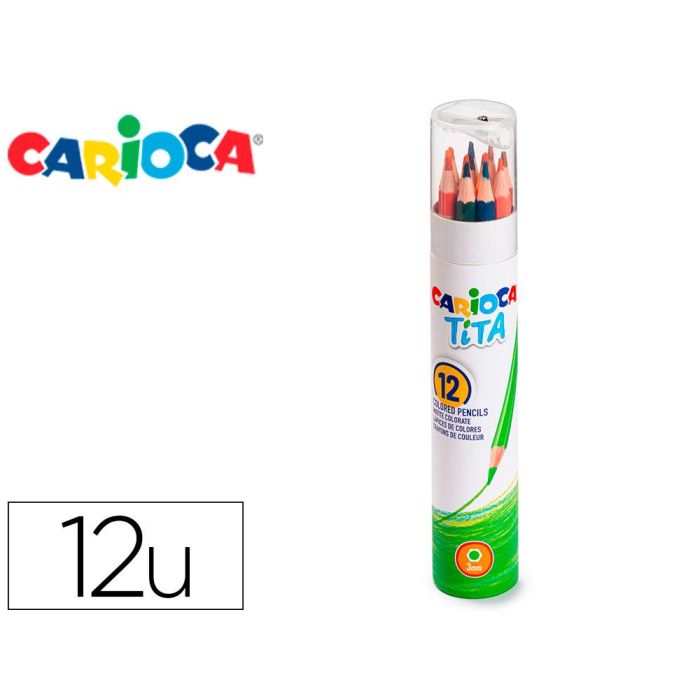 Lapices De Colores Carioca Tita Mina 3 mm Tubo Carton 12 Colores Surtidos + Sacapuntas