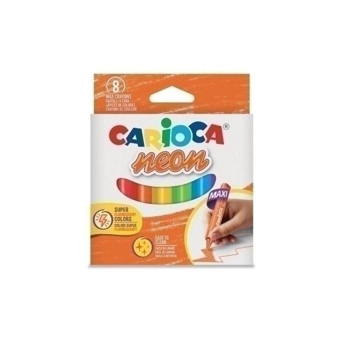 Ceras Carioca Plasticera Jumbo Triangular Neon Blister De 8