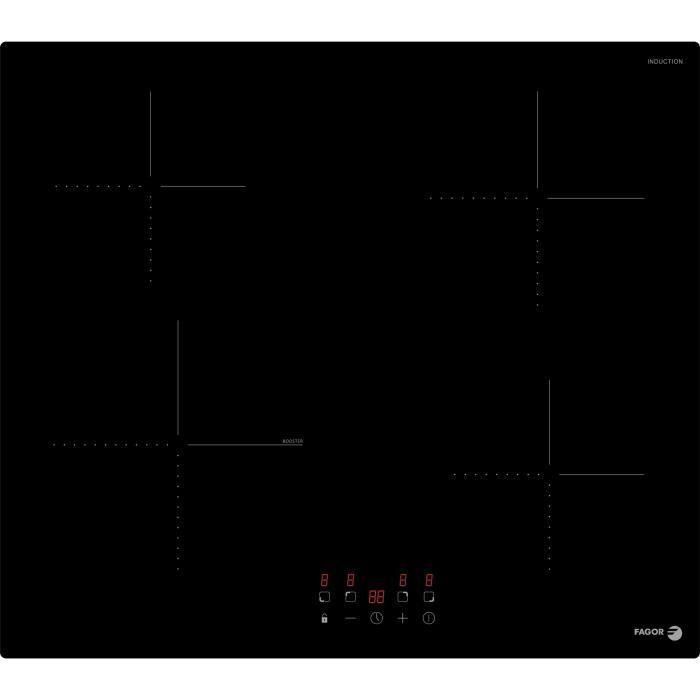 Fagor FTI468 Placa de Cocina de Inducción con 4 Zonas de Cocción, 59 cm de Ancho, Superficie de Cristal Negro