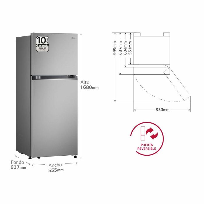Frigorífico combinado LG GTBV22PYGKD 145 Acero 18