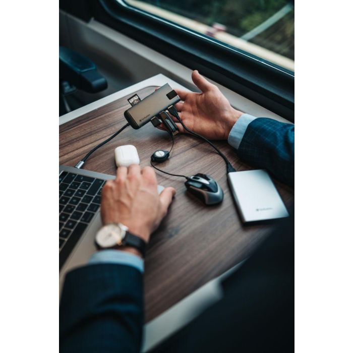 Verbatim Hub Multipuerto USB-C con HDMI, 3x USB 3.0, Ethernet Gigabit, Lector SD/microSD, Carga PD, Soporte 4K UHD 2