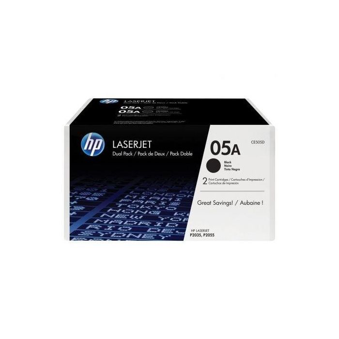 Toner Hp 05A Laserjet P2033 - 2035 - 2036 - 2037 - 2054 - 2055 - 2056 - 2057 Negro Pack De 2 Unidades 2.300 Pag