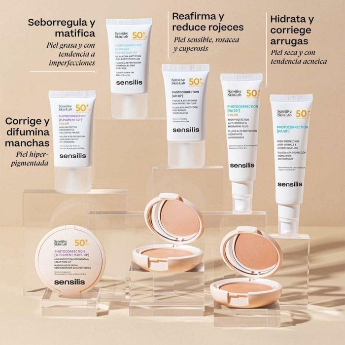 Sensilis PHOTOCORRECTION D-PIGMENT MAKE-UP Maquillaje en Crema SPF50+ - Base y Protector Solar Facial 1