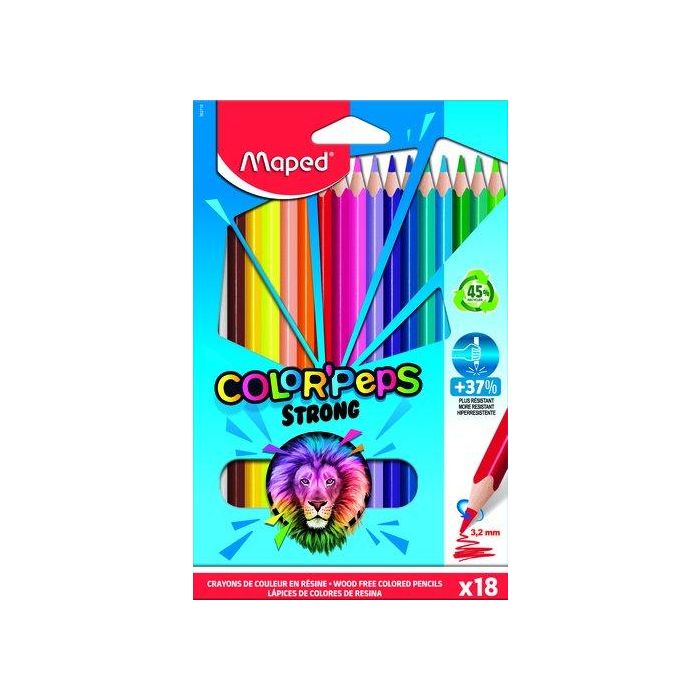 Lapices De Colores Maped Color Peps Resina Estuche De 18