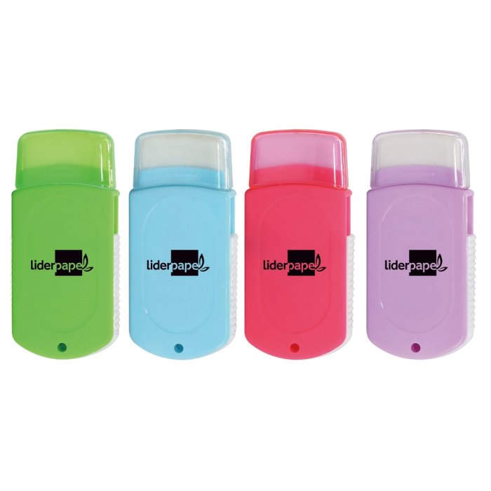 Liderpapel Goma de Borrar con Protector, Sacapuntas y Cepillo, Colores Surtidos, 71x31x19 mm 1