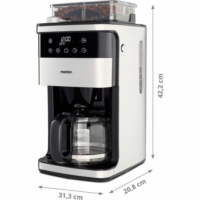Medion MED4061275224559 Cafetera Digital de Filtro con Molinillo 1000W 1.5L Plata 1 Medion MED4061275224559 Cafetera Digital de Filtro con Molinillo 1000W 1.5L Plata 1