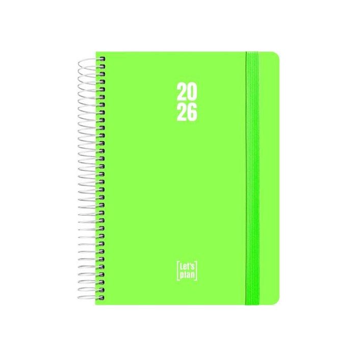 Agenda Anual (2026) Grafoplas Polipropileno Espiral Tapa Pp Con Goma A5 210X150 D/P Verde Fluor