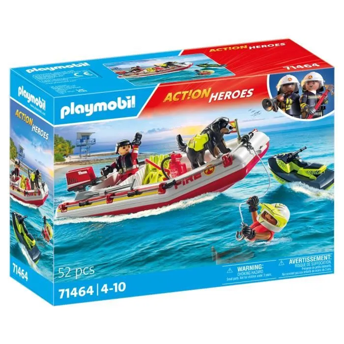 Playmobil Bote Bomberos Con Moto Acuática Action 71464