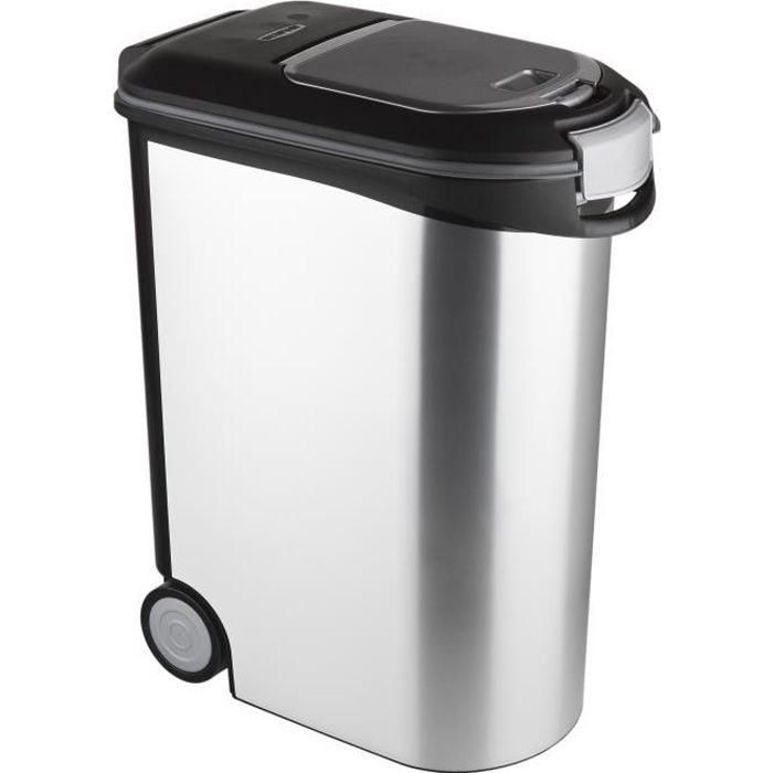 CURVER Recipiente de comida seca 20kg - Aspecto de metal - Gris CURVER Recipiente de comida seca 20kg - Aspecto de metal - Gris