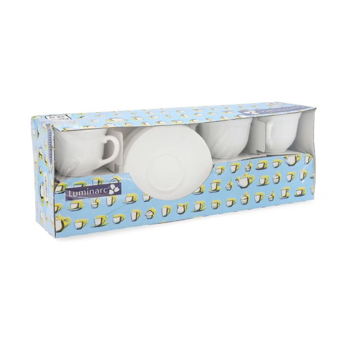Luminarc Set 6 Tazas con Plato de Vidrio Opal Trianon 22 cL Blanco, 12 piezas, Templado y Extra Resistente, Apto Lavavajillas y Microondas 1 Luminarc Set 6 Tazas con Plato de Vidrio Opal Trianon 22 cL Blanco, 12 piezas, Templado y Extra Resistente, Apto Lavavajillas y Microondas 1