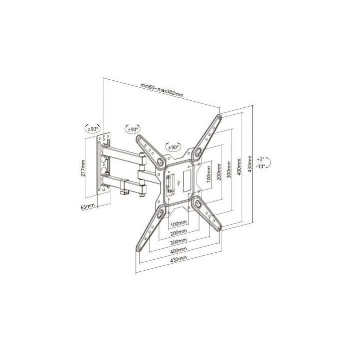 Aisens WT55TSE-153 Soporte de Pared Articulado Giratorio Inclinable para TV Monitor 23-55 pulgadas, carga máxima 30kg, VESA 400x400mm, Negro 4 Aisens WT55TSE-153 Soporte de Pared Articulado Giratorio Inclinable para TV Monitor 23-55 pulgadas, carga máxima 30kg, VESA 400x400mm, Negro 4