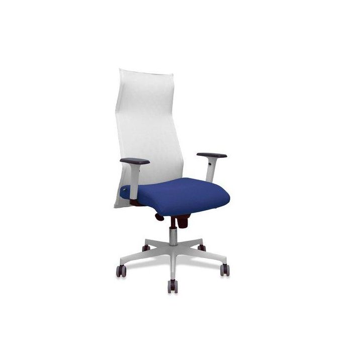 Sillon Piqueras Y Crespo Sahuco Direccion Uso Intensivo (8H) Brazos Blancos Regulables Mecanismo Sincro Respaldo Malla Blanca Transpirable Y Asiento Tapizado Bali Azul Oscuro