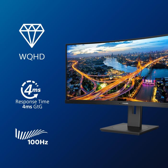 Philips 346B1C Monitor Curvo de 34" (86,4cm) UWQHD (3440x1440) 100Hz 4ms HDMI DP USB-C con Altavoces Negro 4 Philips 346B1C Monitor Curvo de 34" (86,4cm) UWQHD (3440x1440) 100Hz 4ms HDMI DP USB-C con Altavoces Negro 4