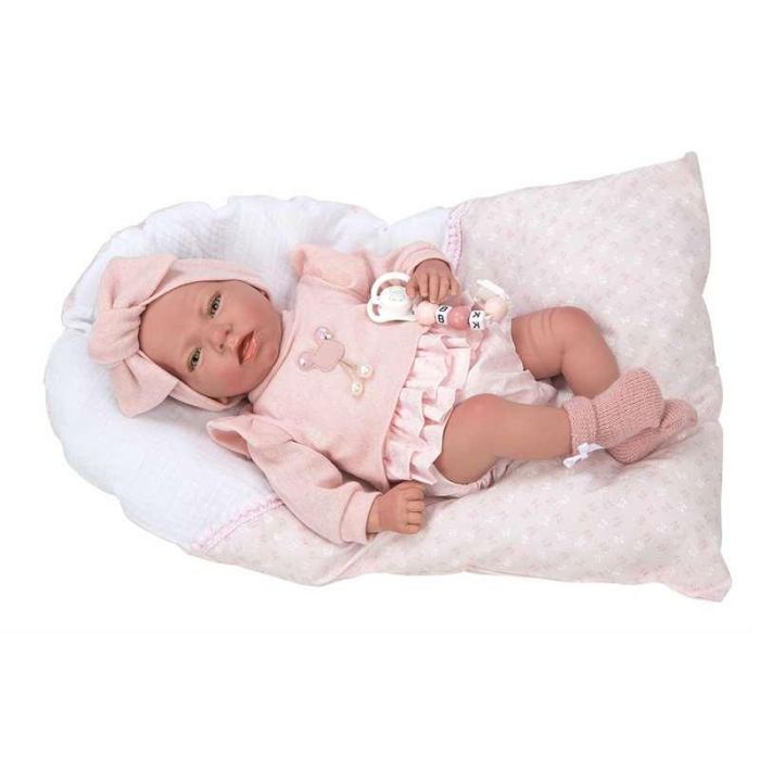 Muñeca reborn arias 40 cm alba rosa c/cojin 5