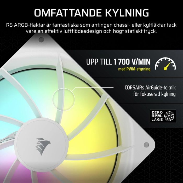 Corsair CO-9050186-WW Ventilador Caja RS ARGB Series 140mm Blanco ARGB Fan Single Pack 16