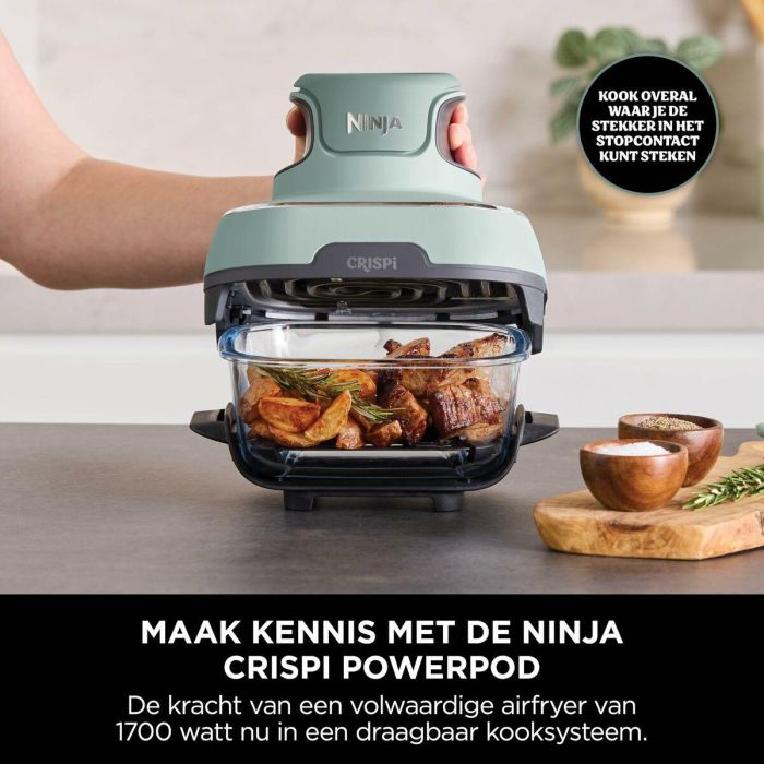 Freidora portátil sin aceite NINJA - CRISPI - Recipientes de 1,4 L y 3,8 L - 4 programas preestablecidos - 1700 W - Color salvia 20 Freidora portátil sin aceite NINJA - CRISPI - Recipientes de 1,4 L y 3,8 L - 4 programas preestablecidos - 1700 W - Color salvia 20