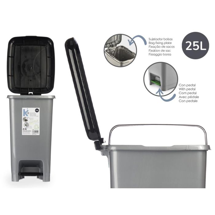 Papelera de Reciclaje con Pedal 25L Negro - Arte Regal 37x47x26 cm (8 Unidades) 3 Papelera de Reciclaje con Pedal 25L Negro - Arte Regal 37x47x26 cm (8 Unidades) 3