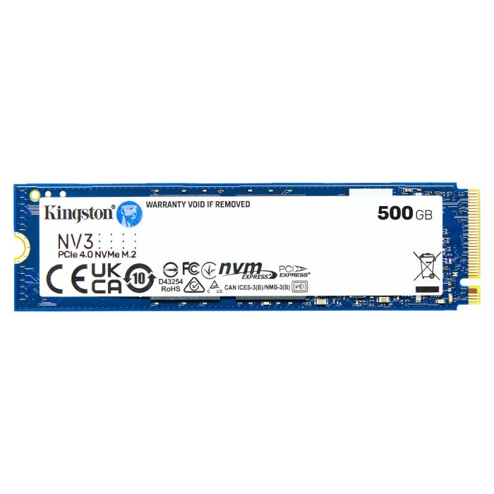 Kingston NV3 SSD NVMe PCIe 4.0 x4 M.2 500GB (Lectura 5000 MB/s, Escritura 3000 MB/s) 3