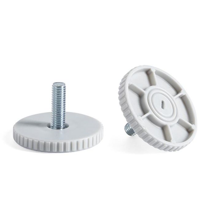 ALK System Pie Nivelador Rido Ø50 M8x24 Acero/Plástico Negro y Gris, para Muebles, Armarios y Estanterías